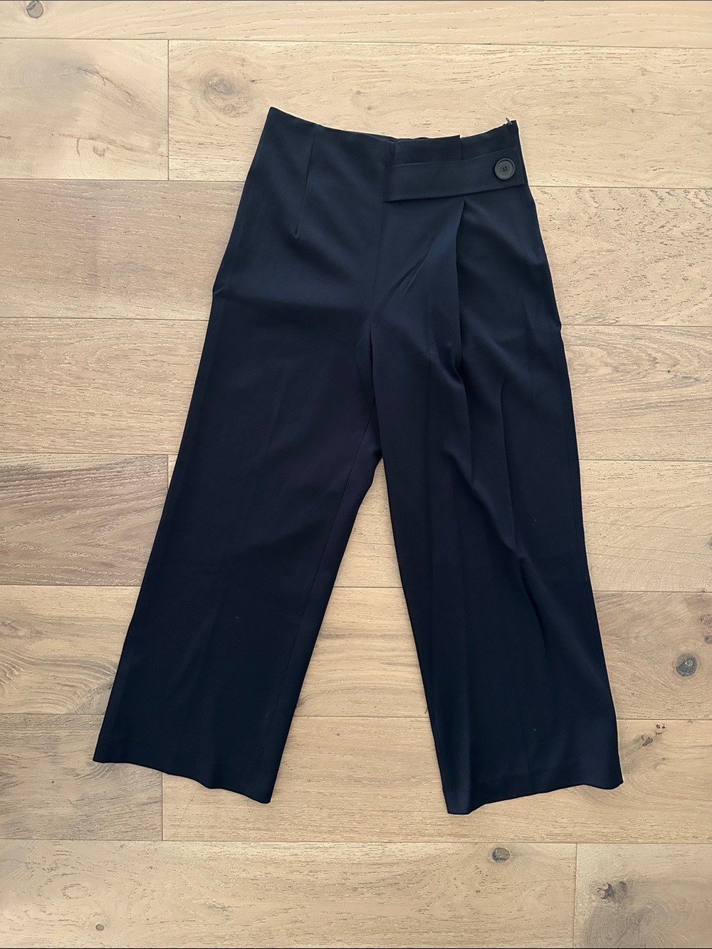 Classic High-Waist Wide-Leg Capri Women's Pants - Navy